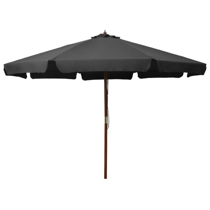 Parasol d'extérieur avec mât en bois 330 cm Anthracite – Image 1