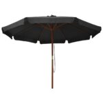 Parasol d'extérieur avec mât en bois 330 cm Anthracite – Image 2