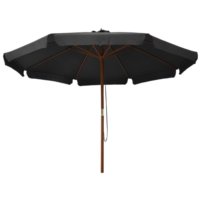 Parasol d'extérieur avec mât en bois 330 cm Anthracite – Image 2