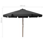Parasol d'extérieur avec mât en bois 330 cm Anthracite – Image 4