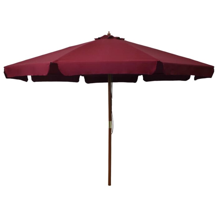 Parasol d'extérieur avec mât en bois 330 cm Bordeaux – Image 1