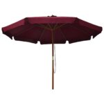 Parasol d'extérieur avec mât en bois 330 cm Bordeaux – Image 2