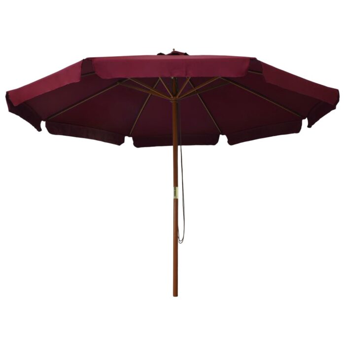 Parasol d'extérieur avec mât en bois 330 cm Bordeaux – Image 2