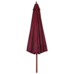 Parasol d'extérieur avec mât en bois 330 cm Bordeaux – Image 3