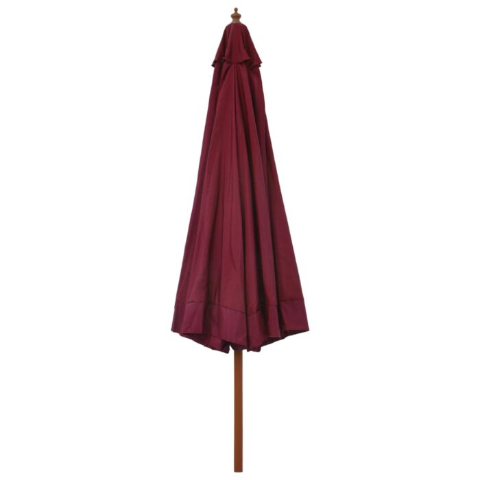 Parasol d'extérieur avec mât en bois 330 cm Bordeaux – Image 3