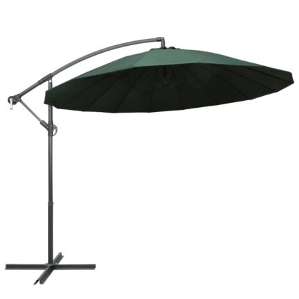 Parasol suspendu avec poteau en aluminium Vert 3 m
