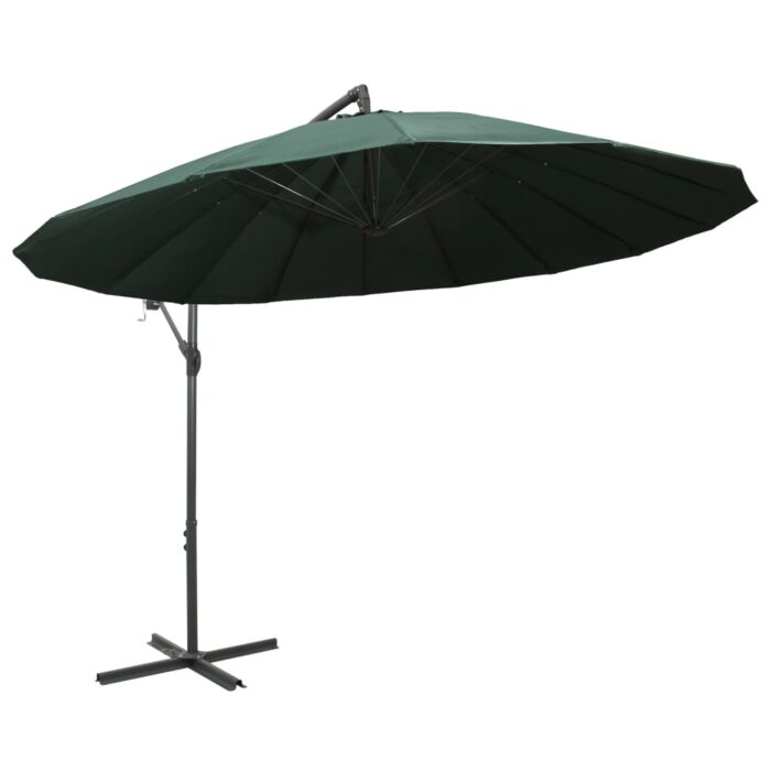 Parasol suspendu avec poteau en aluminium Vert 3 m – Image 2