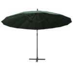 Parasol suspendu avec poteau en aluminium Vert 3 m – Image 3