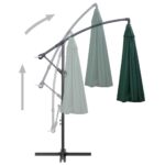 Parasol suspendu avec poteau en aluminium Vert 3 m – Image 4