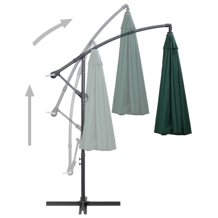 Parasol suspendu avec poteau en aluminium Vert 3 m – Image 4