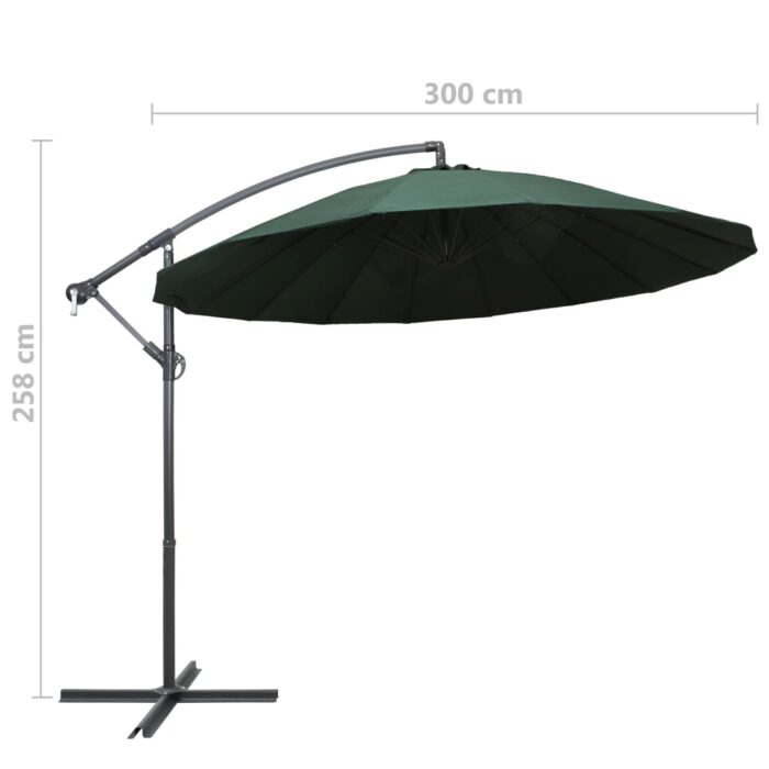 Parasol suspendu avec poteau en aluminium Vert 3 m – Image 8