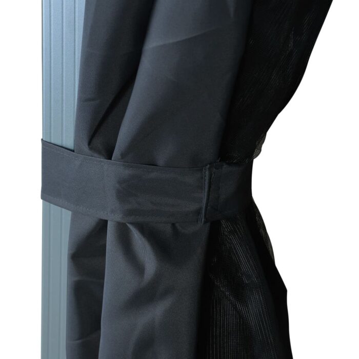 Tonnelle avec rideau 300x300 cm Anthracite Aluminium – Image 5