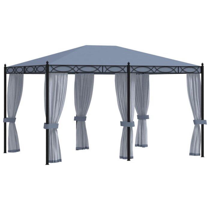 Tonnelle avec moustiquaire 3x4 m Anthracite Acier – Image 1