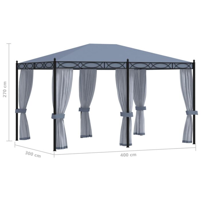 Tonnelle avec moustiquaire 3x4 m Anthracite Acier – Image 5