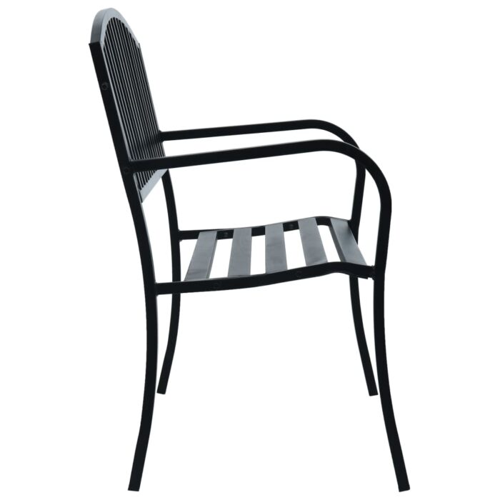 Banc de jardin 125 cm Noir Acier – Image 2