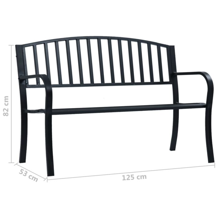 Banc de jardin 125 cm Noir Acier – Image 6