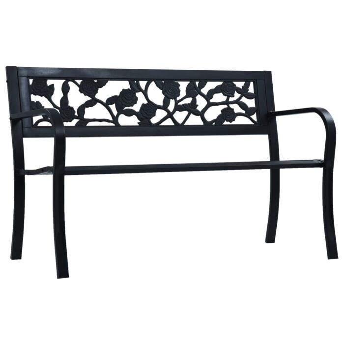 Banc de jardin 125 cm Noir Acier – Image 1