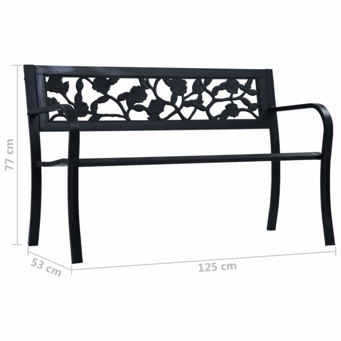 Banc de jardin 125 cm Noir Acier – Image 6