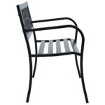 Banc de jardin 125 cm Noir Acier – Image 2