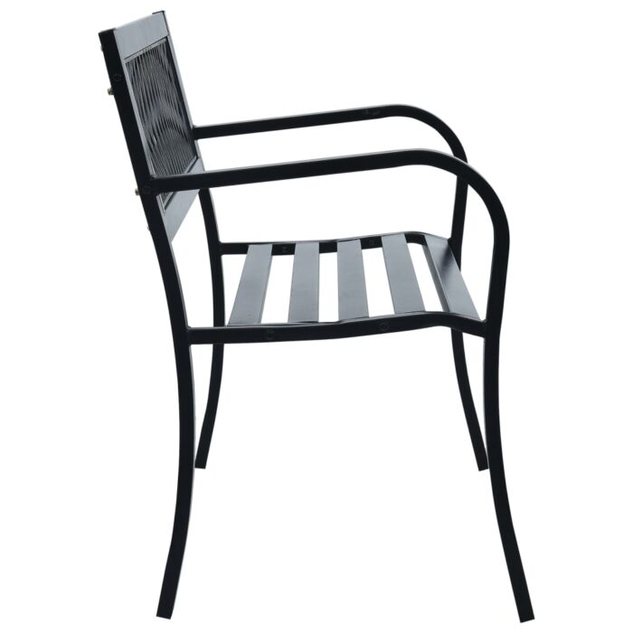 Banc de jardin 125 cm Noir Acier – Image 2