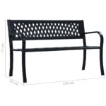 Banc de jardin 125 cm Noir Acier – Image 7