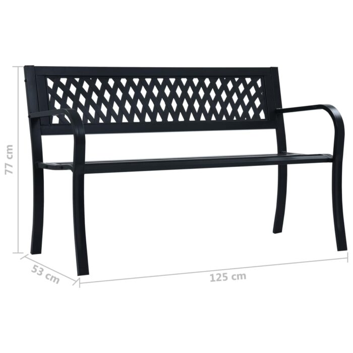Banc de jardin 125 cm Noir Acier – Image 7