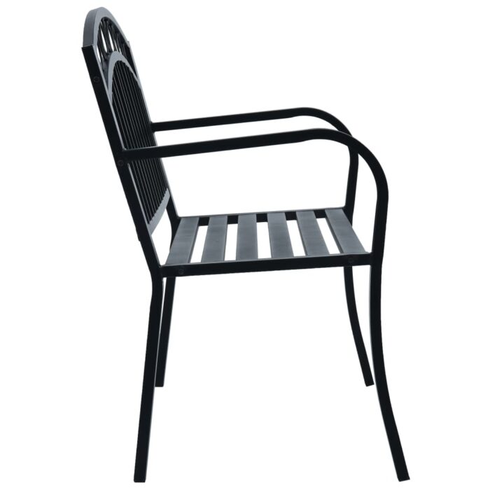 Banc de jardin 125 cm Noir Acier – Image 2