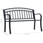 Banc de jardin 125 cm Noir Acier – Image 7