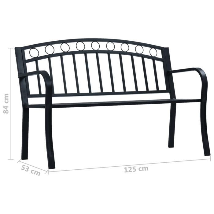 Banc de jardin 125 cm Noir Acier – Image 7