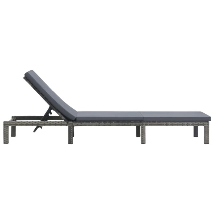 Chaise longue avec coussin Résine tressée Anthracite – Image 2