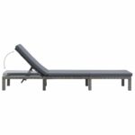 Chaise longue avec coussin Résine tressée Anthracite – Image 3