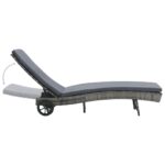 Chaise longue avec roues et coussin Résine tressée Anthracite – Image 2