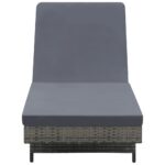 Chaise longue avec roues et coussin Résine tressée Anthracite – Image 3