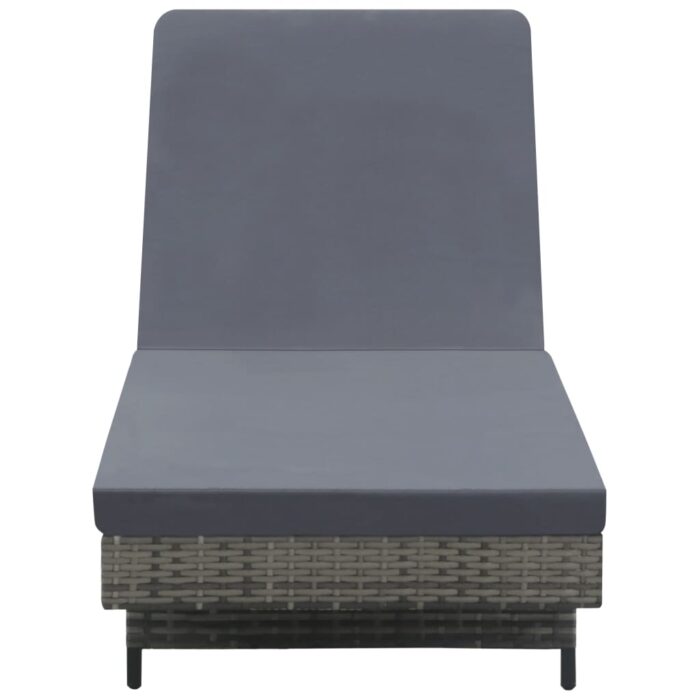 Chaise longue avec roues et coussin Résine tressée Anthracite – Image 3