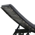 Chaise longue avec roues et coussin Résine tressée Anthracite – Image 4