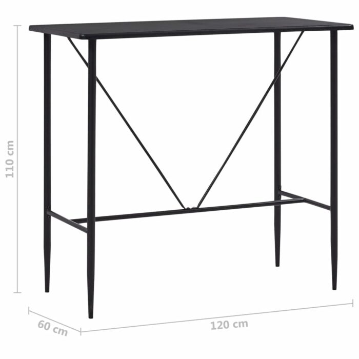 Table de bar Noir 120x60x110 cm MDF – Image 5