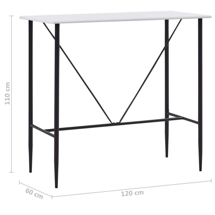 Table de bar Blanc 120x60x110 cm MDF – Image 5