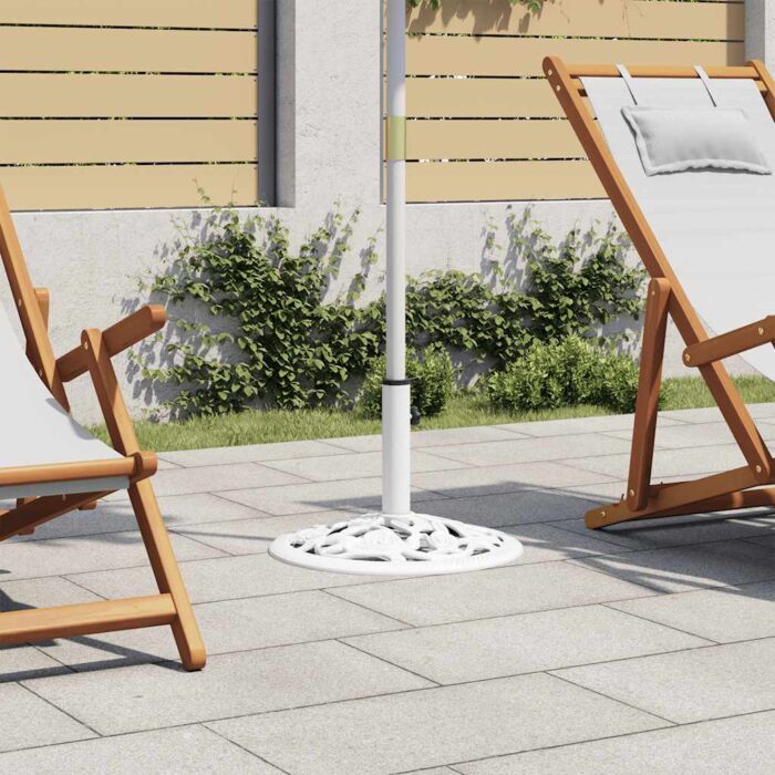 Socle de parasol Blanc 12 kg 48 cm Fonte – Image 1