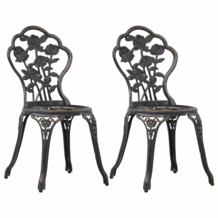 Chaises de bistro lot de 2 Bronze Aluminium coulé