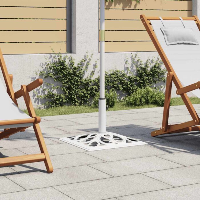 Socle de parasol Blanc 12 kg 49 cm Fonte – Image 1