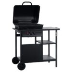 Barbecue à gaz avec table latérale à 3 niveaux Noir – Image 2