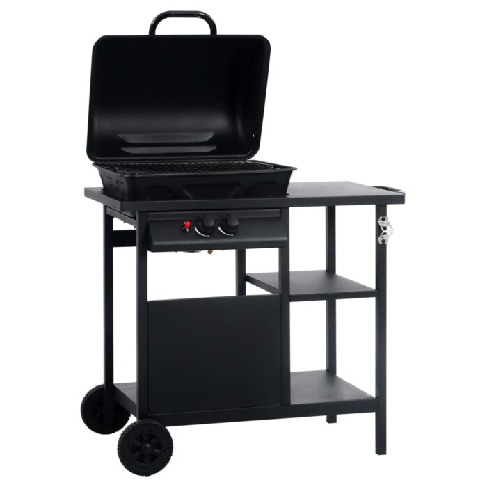 Barbecue à gaz avec table latérale à 3 niveaux Noir – Image 2