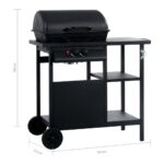 Barbecue à gaz avec table latérale à 3 niveaux Noir – Image 7