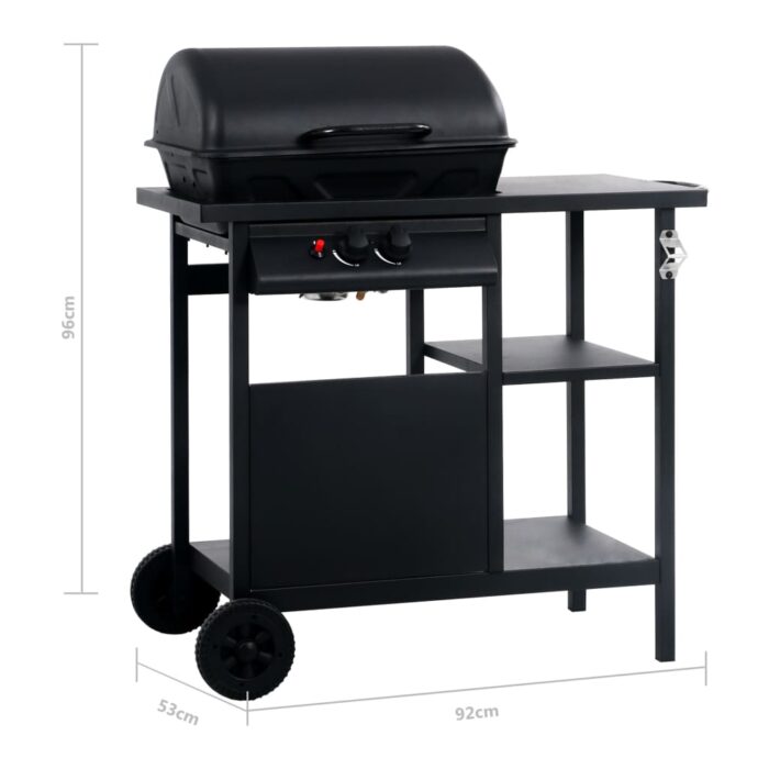 Barbecue à gaz avec table latérale à 3 niveaux Noir – Image 7