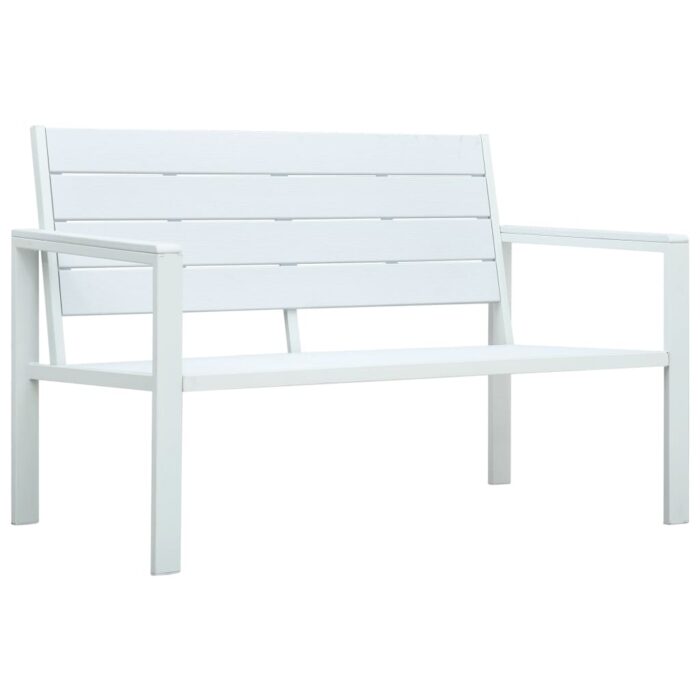 Banc de jardin 120 cm PEHD Blanc Aspect de bois – Image 1