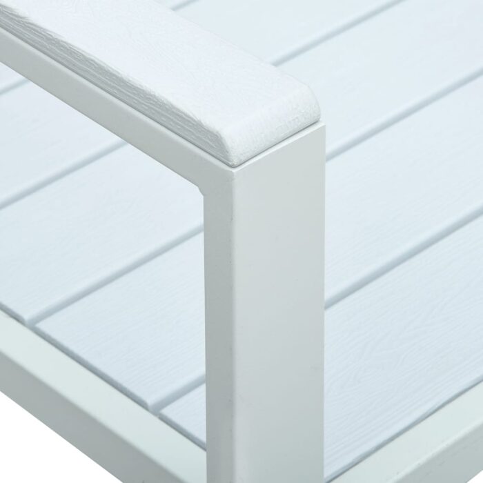 Banc de jardin 120 cm PEHD Blanc Aspect de bois – Image 4