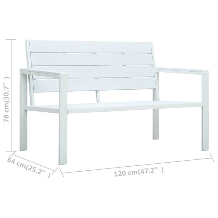 Banc de jardin 120 cm PEHD Blanc Aspect de bois – Image 5