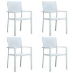 Chaises de jardin lot de 4 Blanc Plastique Aspect de rotin
