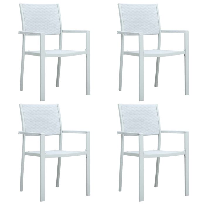 Chaises de jardin lot de 4 Blanc Plastique Aspect de rotin – Image 1