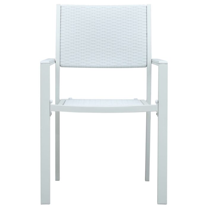 Chaises de jardin lot de 4 Blanc Plastique Aspect de rotin – Image 2